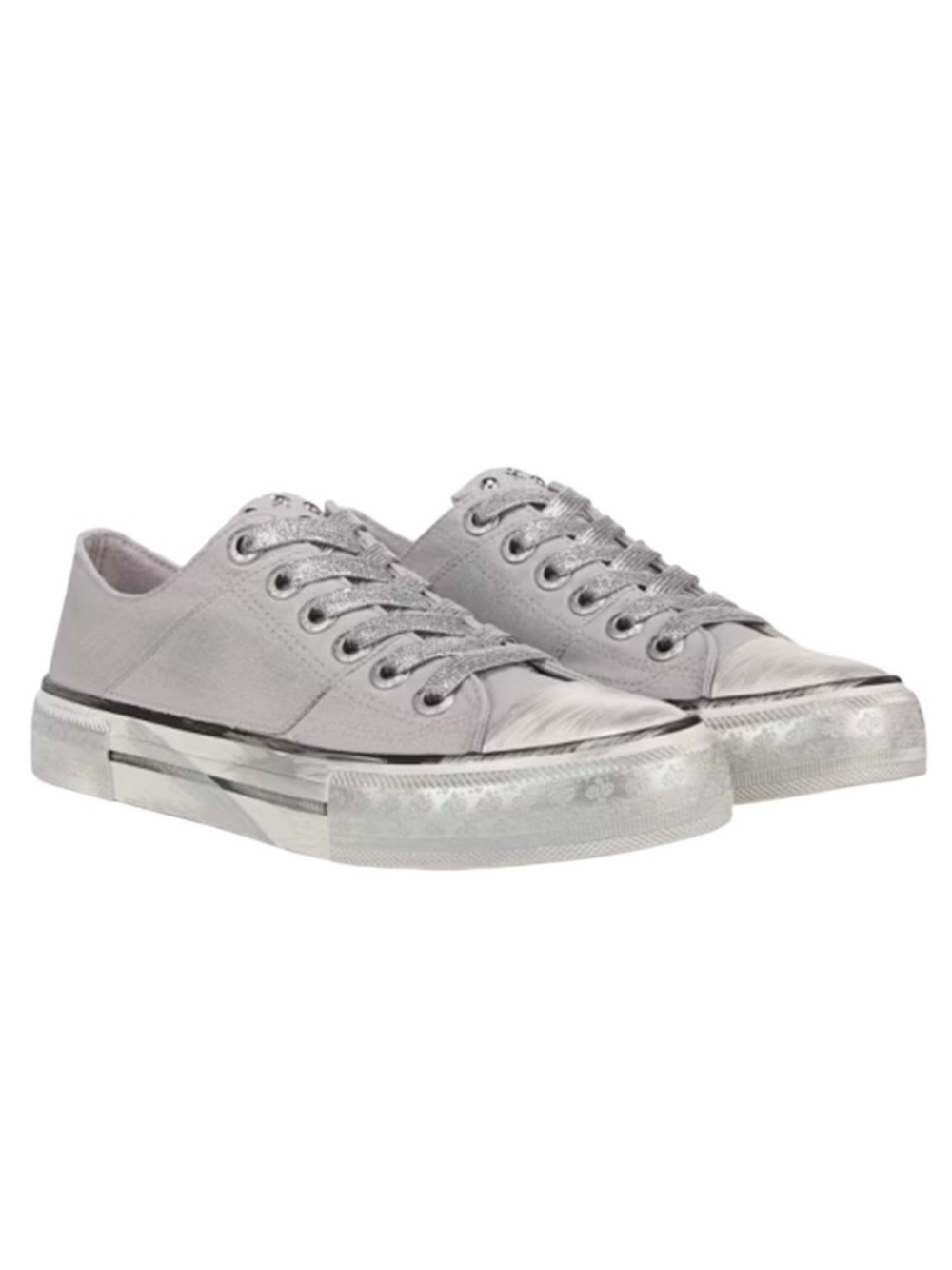 BLOWFISH MALIBU New Kenzie 2 Sneakers Grey Shimmer Metallic Distressed Studs 8.5